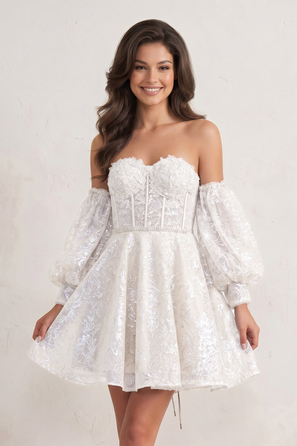 White A-Line Sweetheart Homecoming Dress | KISSPROM