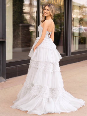 A-Line Sweetheart Tiered Long Tulle Prom Dress - Kissprom