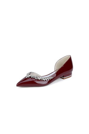 White Ballet Flats with Crystal Accent - KissProm