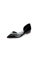 White Ballet Flats with Crystal Accent - KissProm