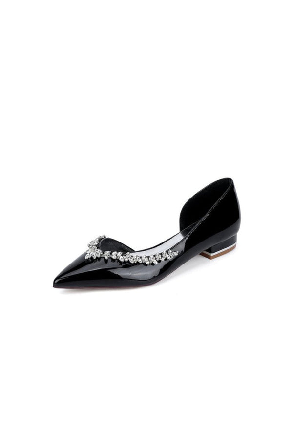 White Ballet Flats with Crystal Accent - KissProm