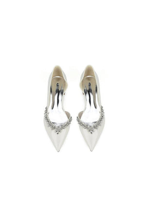 White Ballet Flats with Crystal Accent - KissProm