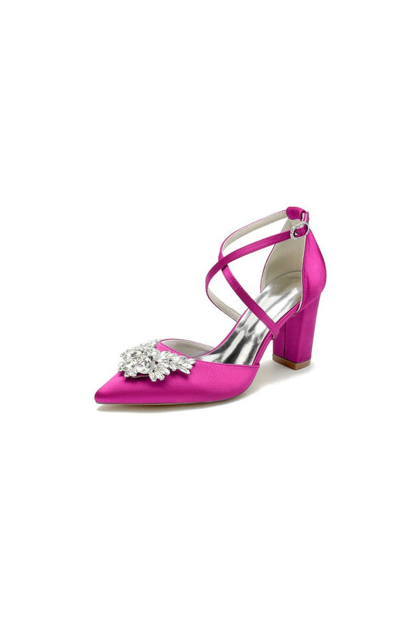 White Cross - Strap Pump with Crystal Flower Accent - KissProm