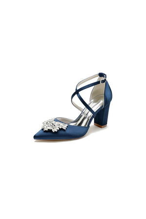 White Cross - Strap Pump with Crystal Flower Accent - KissProm