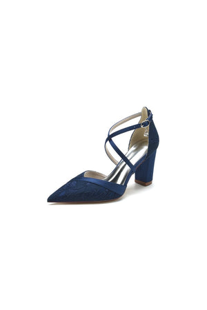White Cross - Strap Pump with Metallic Accent - KissProm