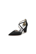 White Cross - Strap Pump with Metallic Accent - KissProm