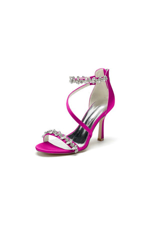 White Elegant High Heels with Crystal and Silver Accents - KissProm