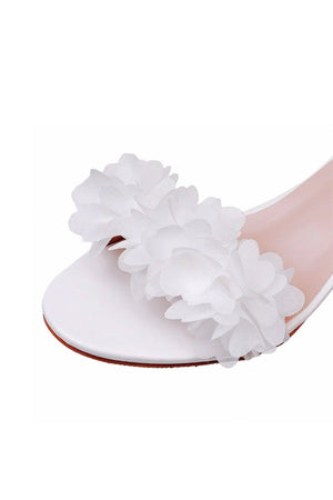 White Floral Open Toe Ankle - Strap Beach Sandals - KissProm