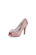 Fuchsia High Heels with a Shimmering Metal Accent - KissProm