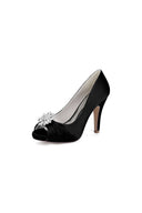 Fuchsia High Heels with a Shimmering Metal Accent - KissProm