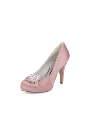 Silver High Heels with Crystal Bow Decoration - KissProm