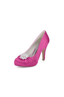 Silver High Heels with Crystal Bow Decoration - KissProm
