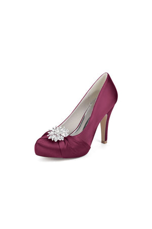 Silver High Heels with Crystal Bow Decoration - KissProm