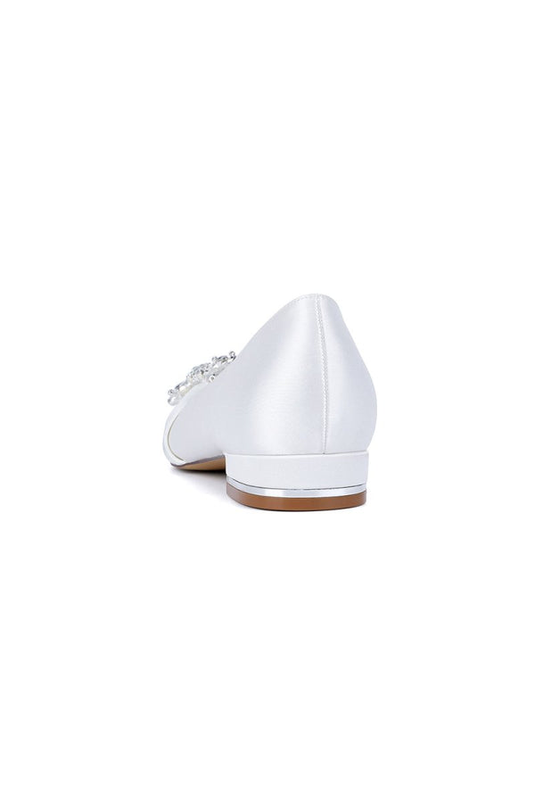 Champagne High Heels with Crystal Flower Embellishment - KissProm