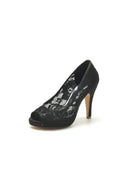 Champagne High Heels with Lace Embellishments - KissProm