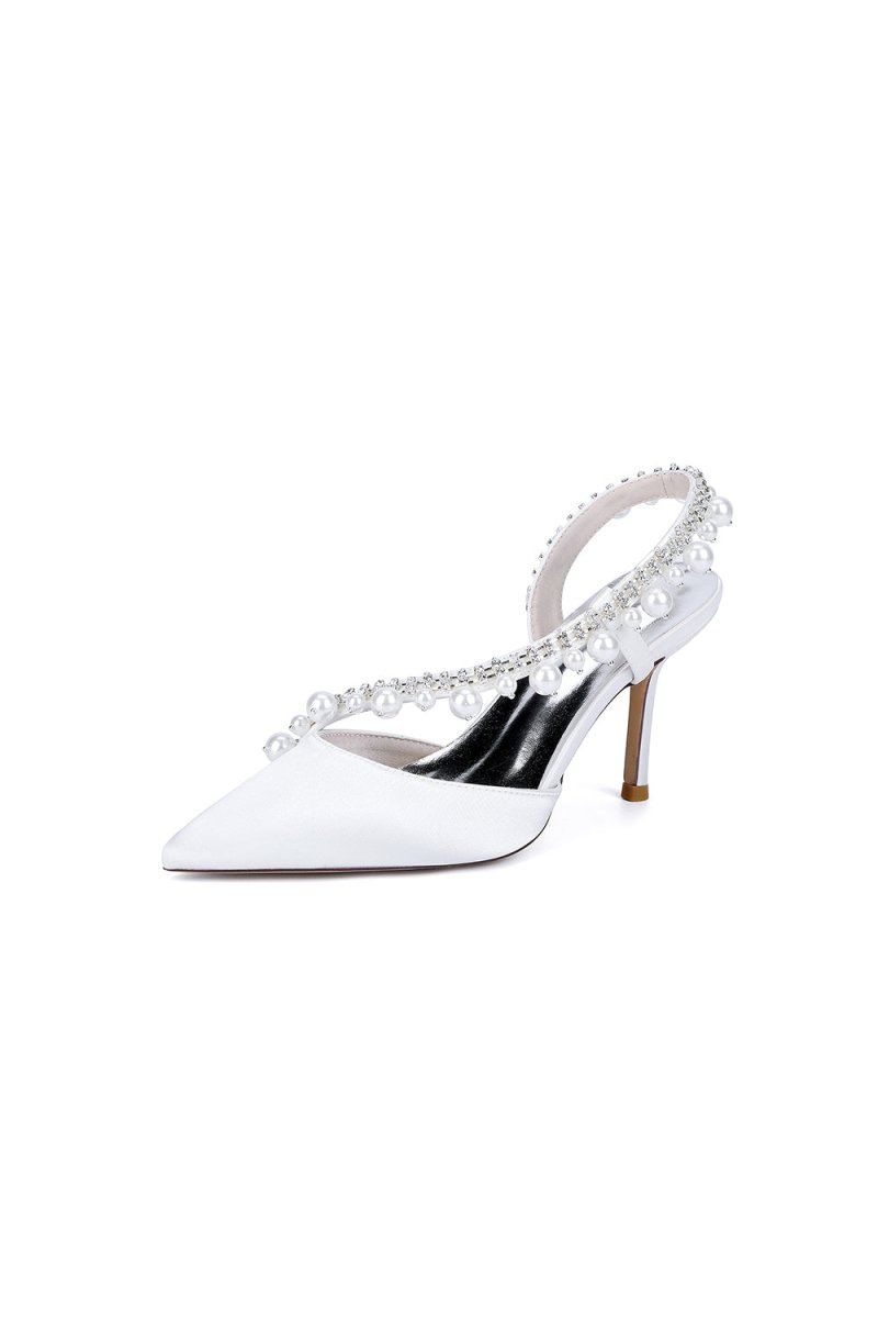 Royal Blue High Heels with Pearl and Crystal Embellishments Description - KissProm