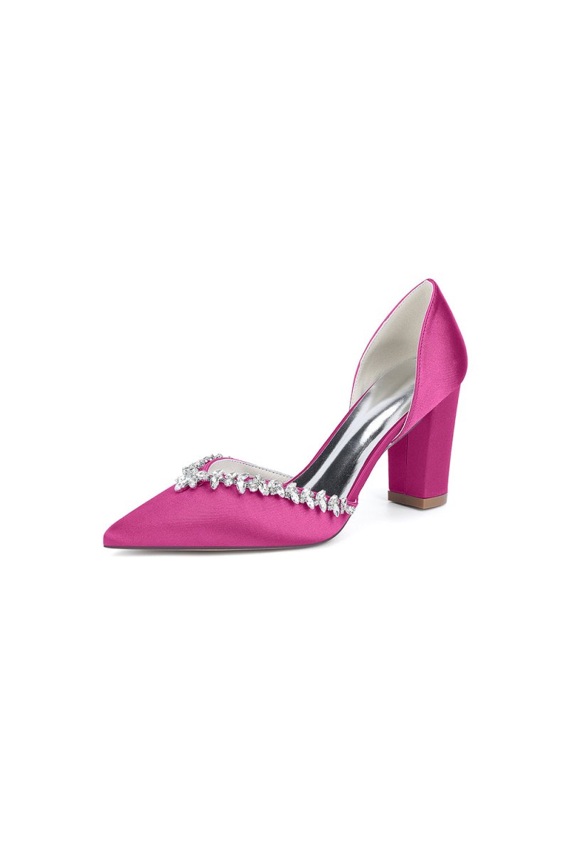 Fuchsia High Heels with Sparkling Crystal Embellishments - KissProm