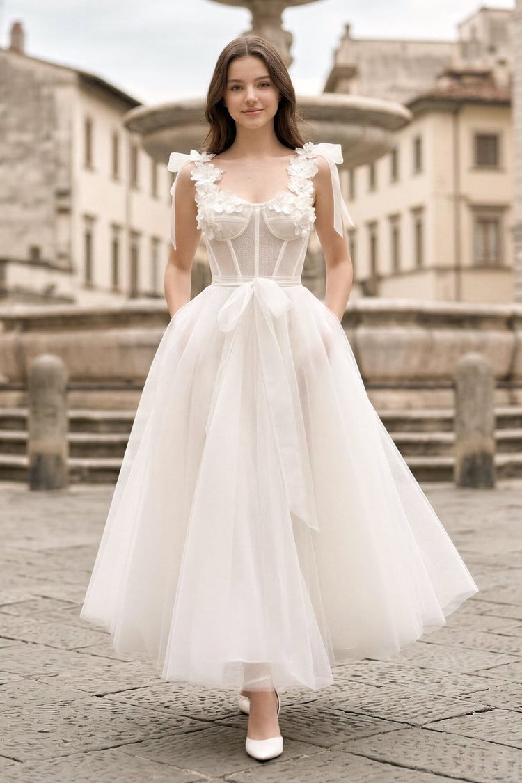 White Homecoming Dress with Flowers
