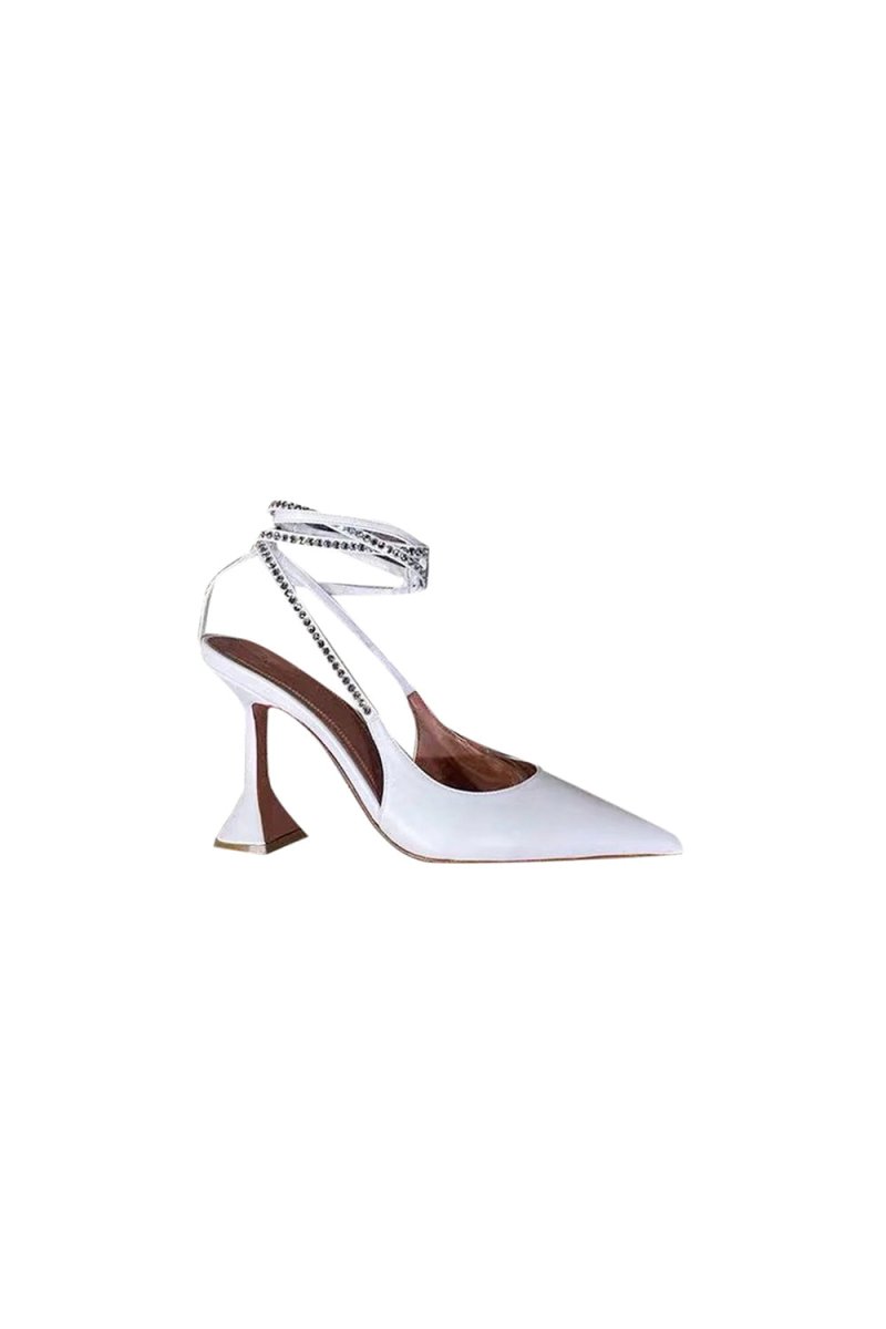 White Lace Up High Heel Sandals - KissProm