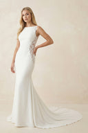 Dulce | White Long Mermaid Boho Wedding Dress with Appliqued– Wedding Dresses by KissProm | Available at KissProm