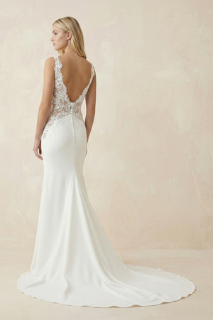 Dulce | White Long Mermaid Boho Wedding Dress with Appliqued– Wedding Dresses by KissProm | Available at KissProm