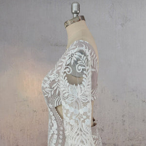 White Mermaid Enchantment Flower Prints Wedding Dress