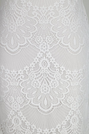 White-Nude Bohemian Lace wedding Dresses Mermaid V-Neck Backless Bridal Gowns | KISSPROM