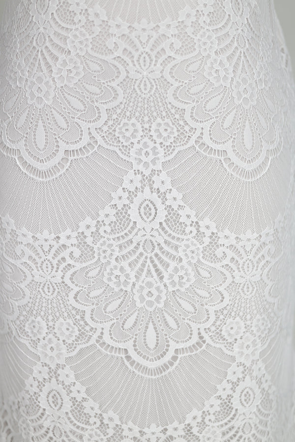 White-Nude Bohemian Lace wedding Dresses Mermaid V-Neck Backless Bridal Gowns | KISSPROM