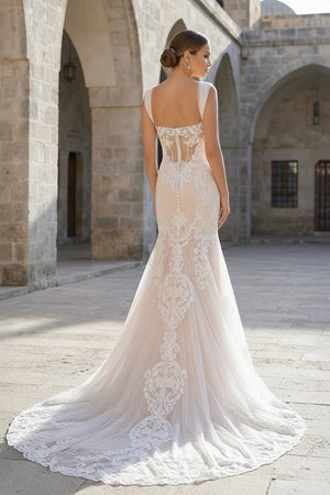 Mermaid Off the Shoulder Lace Wedding Dresses with Train - KissProm