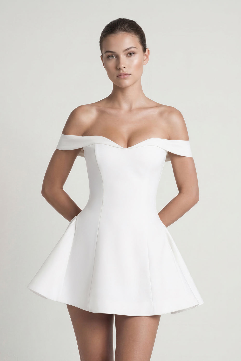 White Off-the-Shoulder A-Line Graduation Dress - KISSPROM