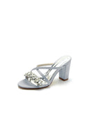 Sliver Open Toe Sandals with Rhinestone - KissProm