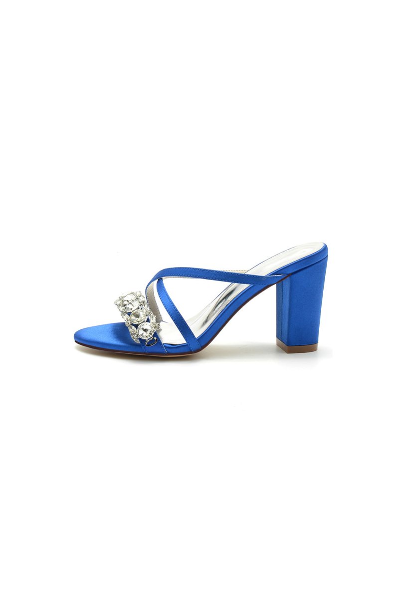 Sliver Open Toe Sandals with Rhinestone - KissProm