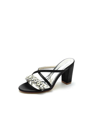 Sliver Open Toe Sandals with Rhinestone - KissProm