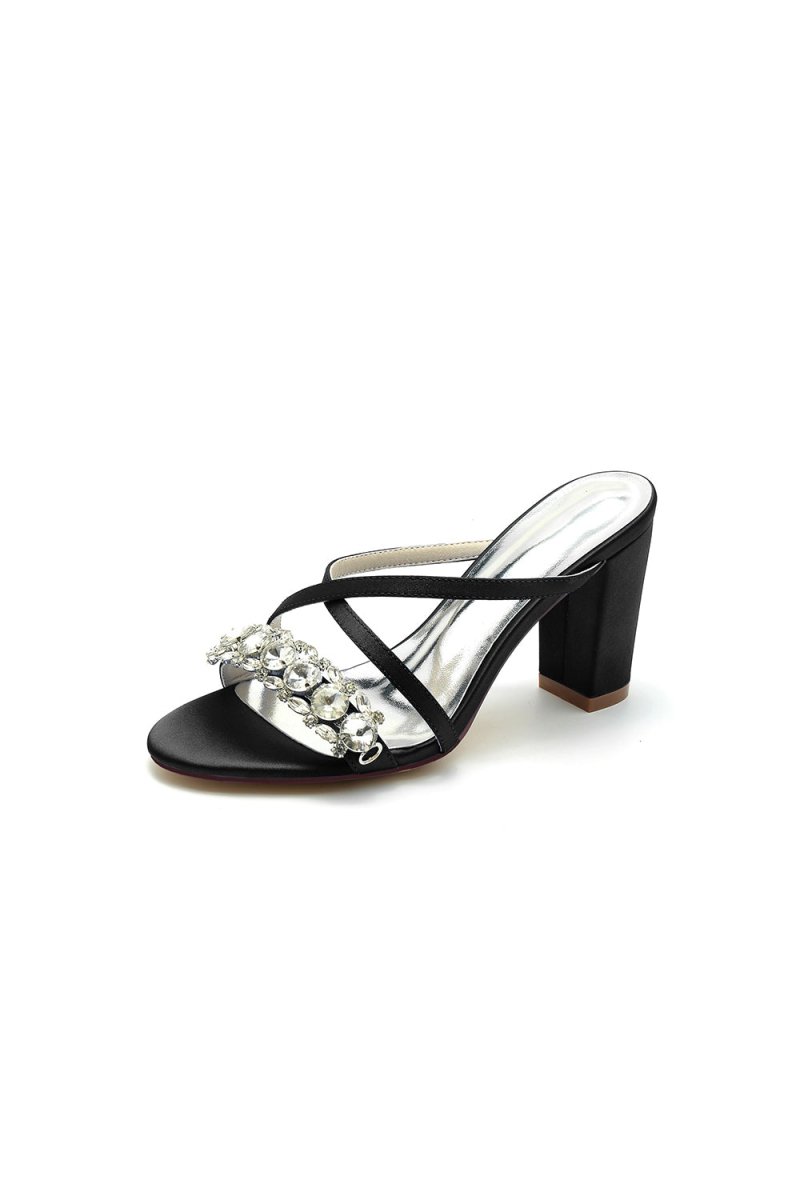 Sliver Open Toe Sandals with Rhinestone - KissProm