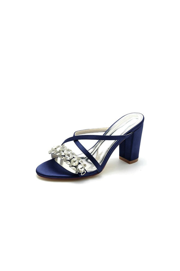 Sliver Open Toe Sandals with Rhinestone - KissProm