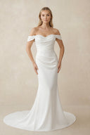 White Pearls Off - the - Shoulder Mermaid Long Wedding Dress – Wedding Dresses by KissProm | Available at KissProm