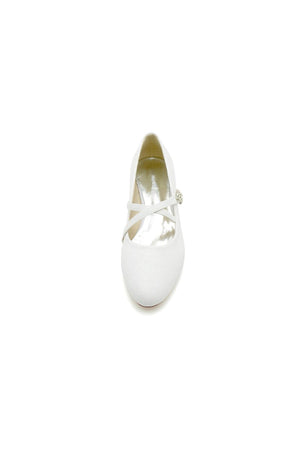 White Pointed Toe Wedding Flats - KissProm