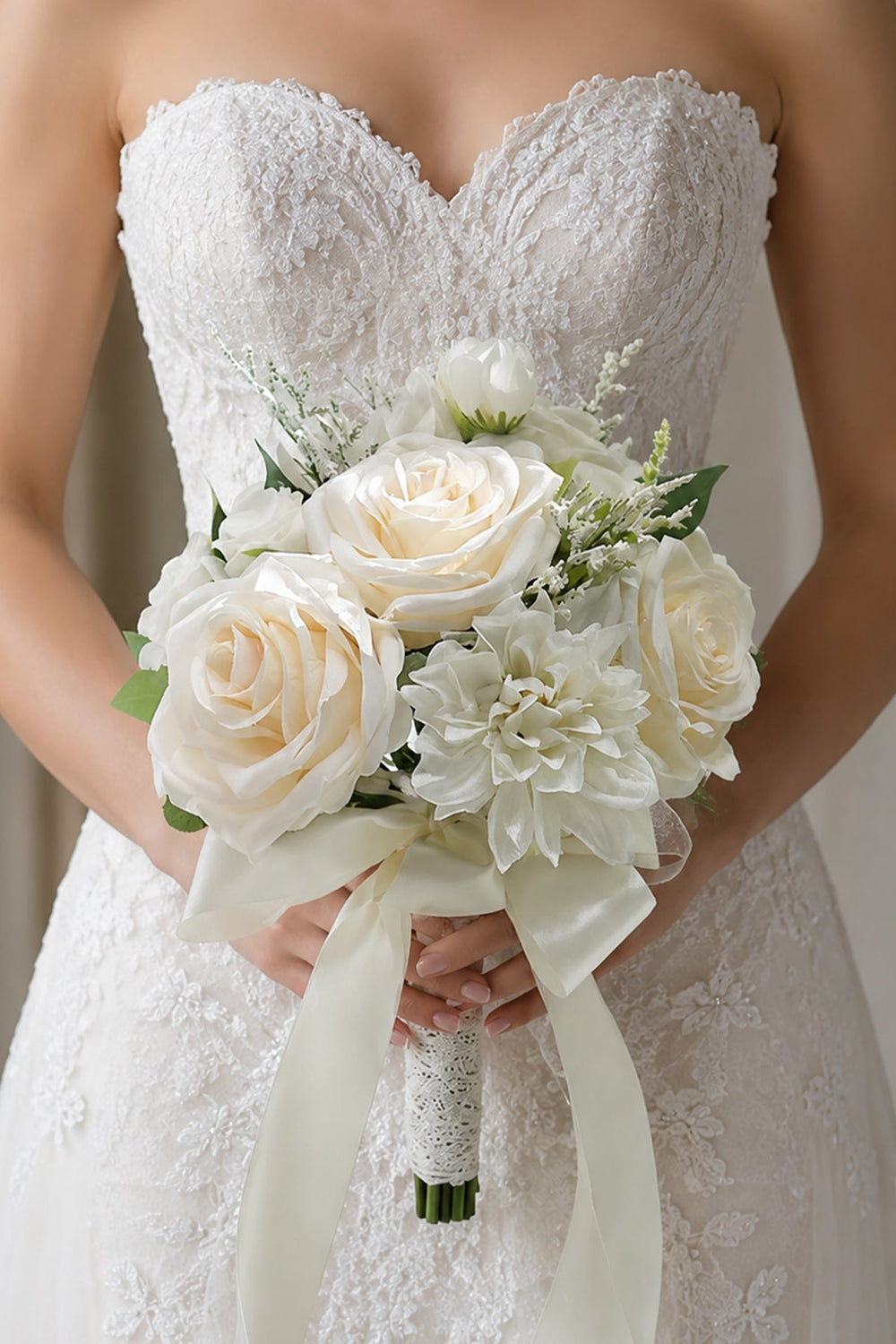 White Rose Cascade Hydrangea Wedding Flower Bouquets - KissProm Accessories