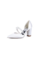 Fuchsia Satin High Heels with Pearl Accent - KissProm