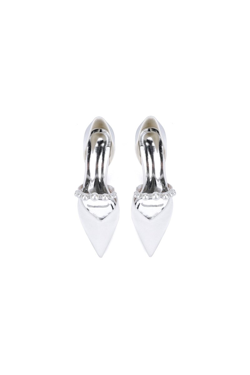 Fuchsia Satin High Heels with Pearl Accent - KissProm