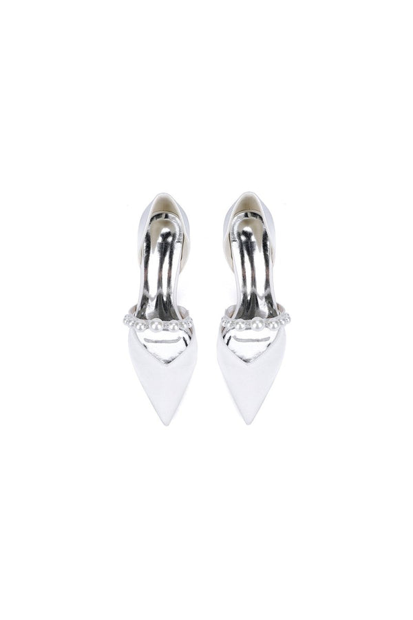 Fuchsia Satin High Heels with Pearl Accent - KissProm