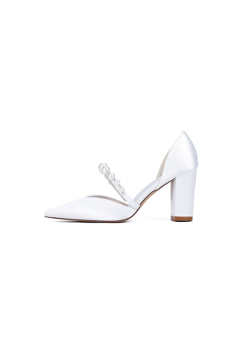 Fuchsia Satin High Heels with Pearl Accent - KissProm