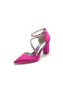 White Satin Pump with Cross - Strap and Beaded Buckle - KissProm
