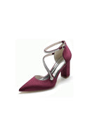 White Satin Pump with Cross - Strap and Beaded Buckle - KissProm