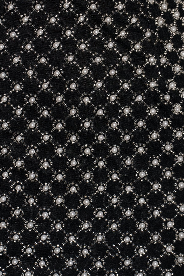 Black Sheath Beaded Pearl Homecoming Dresses with Bow - KissProm  