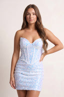 White Short Sheath Sequin Mini Homecoming Dresses | KISSPROM