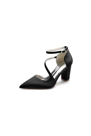 White Silk Pump with Decorative Ankle Strap - KissProm