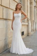 Mermaid Spaghetti Straps Lace Prom Dress - KissProm