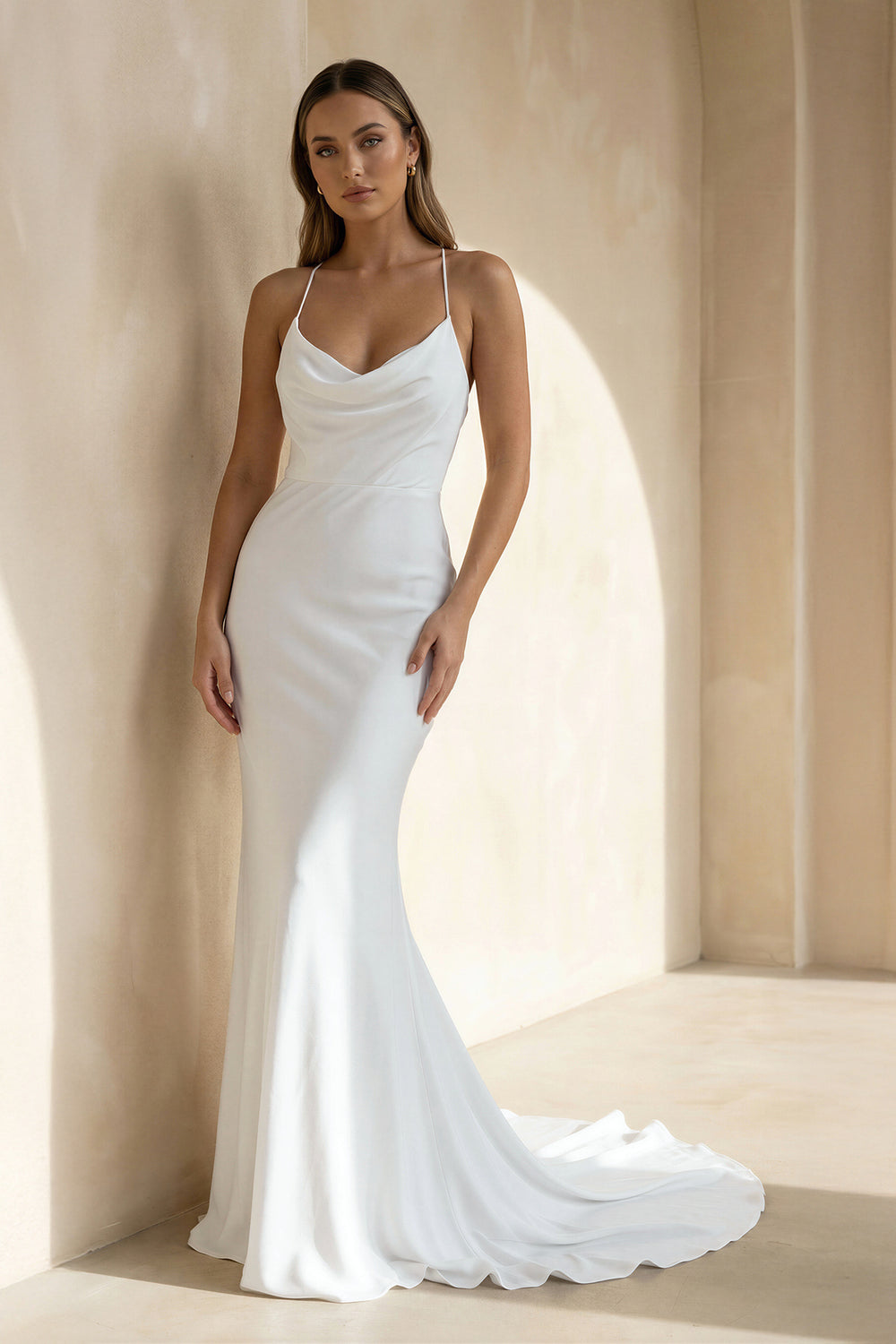 Diamond White Spaghetti Straps Mermaid Wedding Dress – Wedding Dresses by Kissprom | Available at KissProm