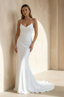 Diamond White Spaghetti Straps Mermaid Wedding Dress – Wedding Dresses by Kissprom | Available at KissProm